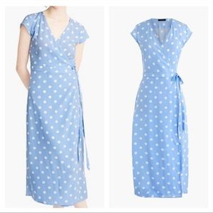J.Crew Midi Wrap Polka Dot Dress in Soft Rayon